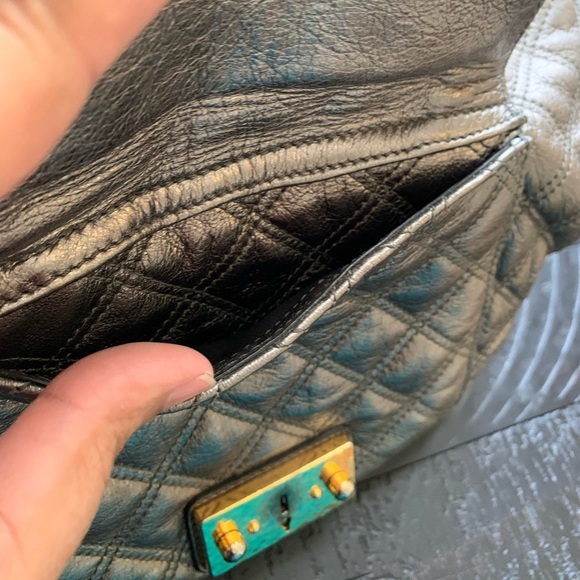 Marc Jacobs Astor Leather Quilted Shoulder Tote Bag Metallic - Picture 9 of 14